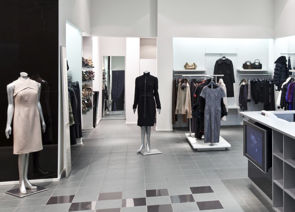 Interior of new fashion boutique in modern shopping mall